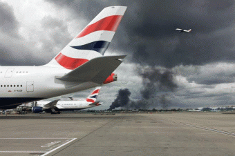 Londonda Xitrou aeroportu yaxınlığında GÜCLÜ YANĞIN