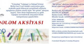 Aztəminatlı ailələrin övladları üçün “bir qələm” aksiyası start götürdü