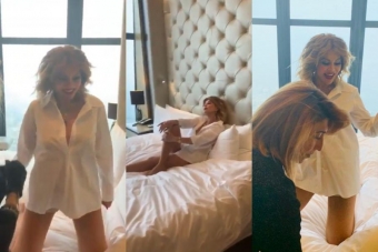 Aygün Kazımova yataqda fotosessiya etdirdi - VİDEO