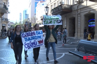 Bakıda qadınlar zorakılığa qarşı aksiya keçirdi - <span style="color:red;">FOTO 