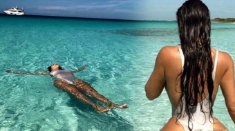 Kim Kardaşyan yenə soyundu: bu dəfə suda - <span style="color:red;">FOTO 