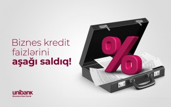 <font color=red>® </font> “Unibank”dan biznes kreditini banka gəlmədən, cəmi 15 dəqiqəyə əldə edin!