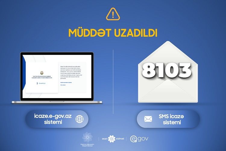 Dövlət Agentliyi: "icaze.e-gov.az" portalı və 8103 SMS icazə sistemi 4 may tarixinədək qüvvədə olacaq