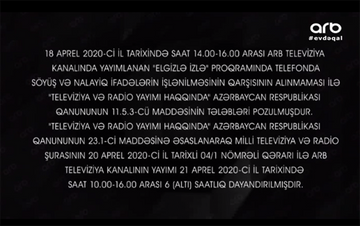 ARB yayımını dayandırdı - Söyüşə görə