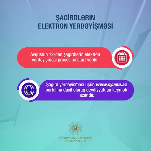 Şagirdlərin elektron yerdəyişməsi başlayır