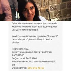 27 yaşlı xanım ağır xəstədir - XİLAS EDƏK