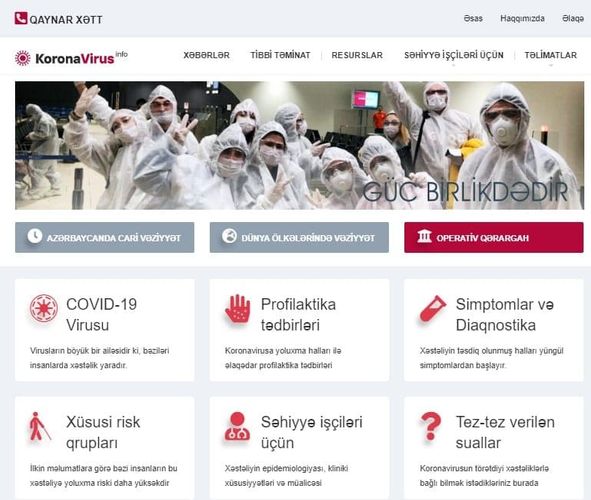 Azərbaycanda www.koronavirusinfo.az informasiya portalı istifadəyə verildi
