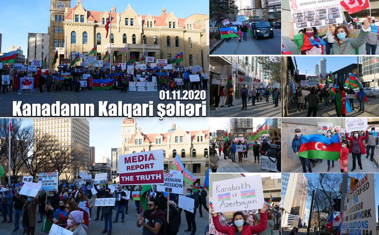 Kanadanın Kalqari şəhərində azərbaycanlılar həmrəylik yürüşü keçirib