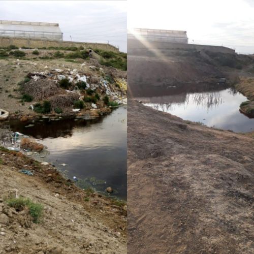 Bakıda istixana işçiləri gölməçəni zibilləyi çevirdi - FOTO