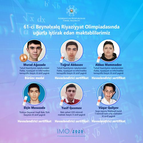 61-ci Beynəlxalq Riyaziyyat Olimpiadasından sevindirici xəbər