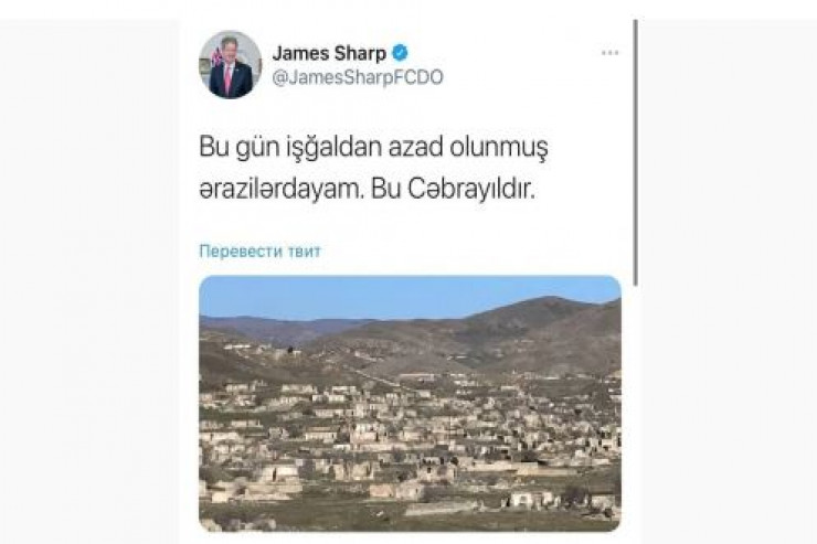 Britaniya səfirinin Cəbrayıldan paylaşımı erməniləri bir-birinə vurdu