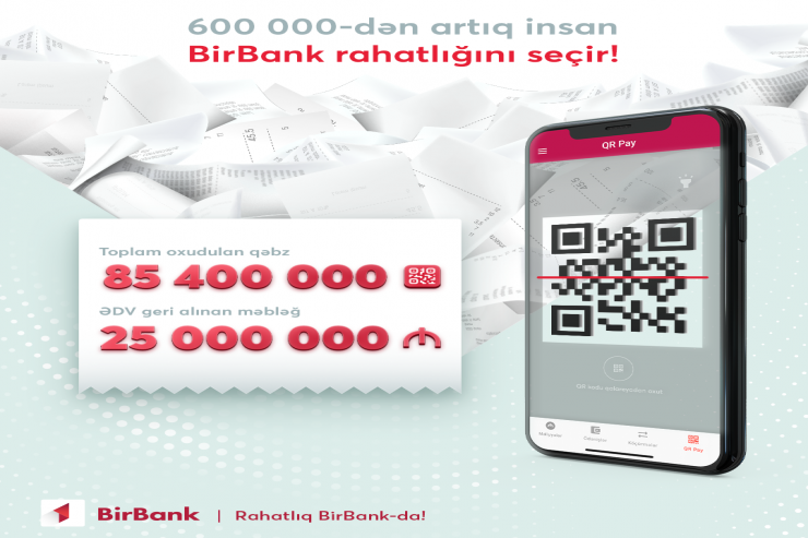 BirBank ilə ƏDV-nin qaytarılması üçün yarım milyondan çox istifadəçi 85,4 milyon çek daxil edib