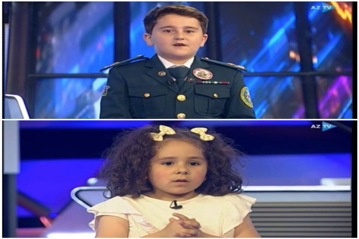 şəhid Elçin Əzizovun yadigarı Yusif Əzizli və şəhid Nurlan Həsənovun yadigarı Nurgül Həsənova