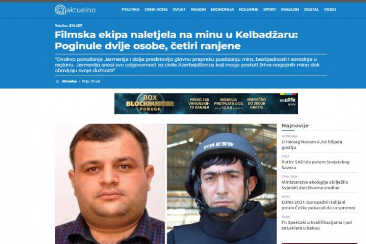 Avropa mediası Kəlbəcərdə şəhid olan jurnalistlərimizdən yazdı