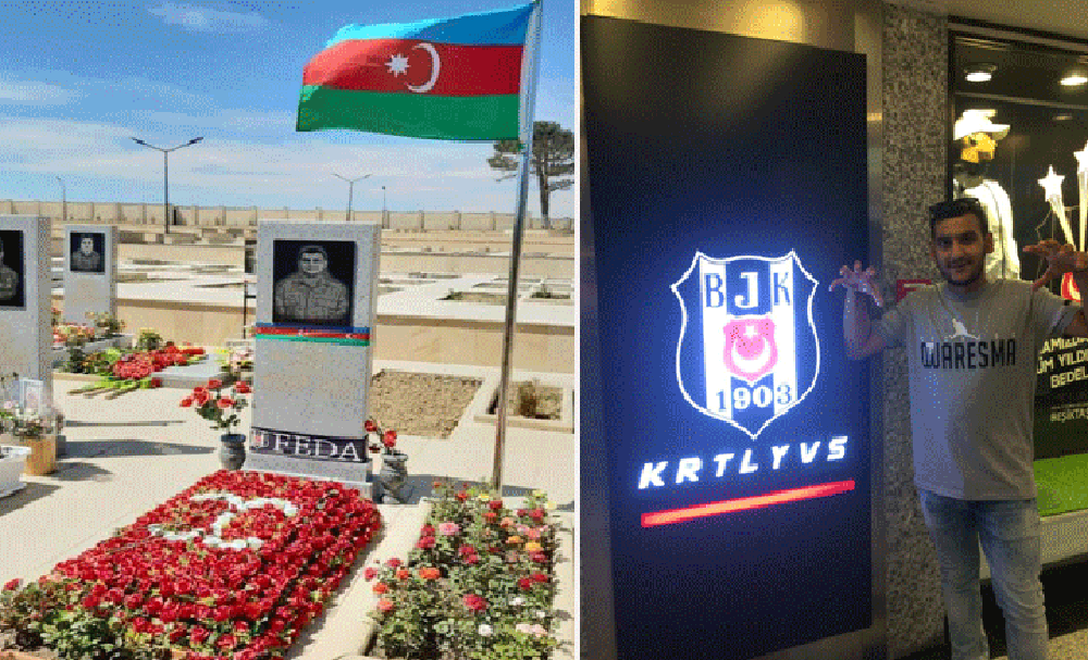 Şəhidimizin məzarı üzərinə “FEDA” yazılı “Beşiktaş” şərfi qoyuldu