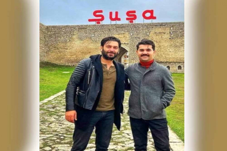 Türkiyəli aktyor Ozan Akbaba aktyor Elşən Orucovla Şuşada