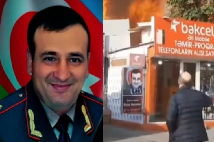 Mağazası yanan sahibkar Polad Həşimovun plakatını belə xilas etdi - VİDEO 