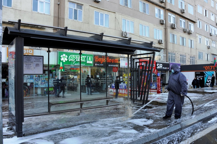 Bakı küçələrində növbəti dezinfeksiya işləri aparılır - FOTO 