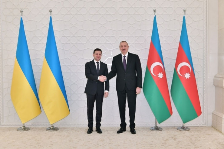 Prezident İlham Əliyev, Ukrayna Prezidenti Volodimir Zelenski ilə görüşdə