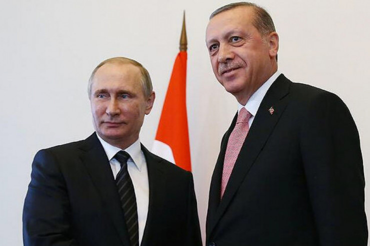 Rusiya Prezidenti Vladimir Putin Türkiyə Prezidenti Rəcəb Tayyib Ərdoğanla görüşdə