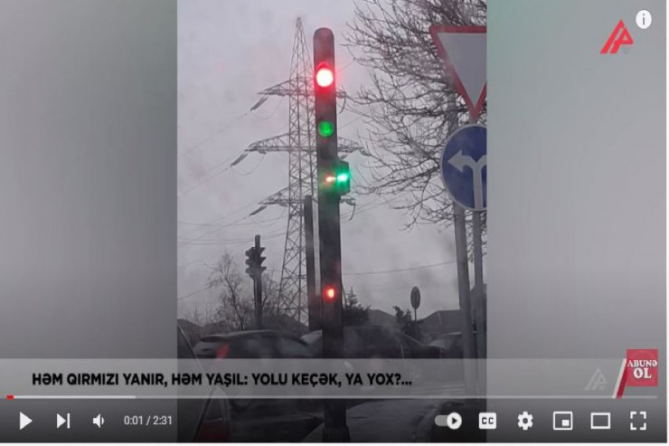 Bütün işıqları eyni anda yanan işıqfor -VİDEO 