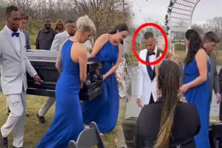 Bəy toya TABUTDA GƏLDİ  - FOTO 