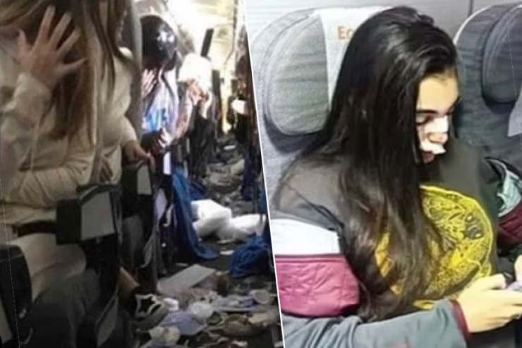 15 saniyədə təyyarənin salonu bu hala düşdü -FOTO 