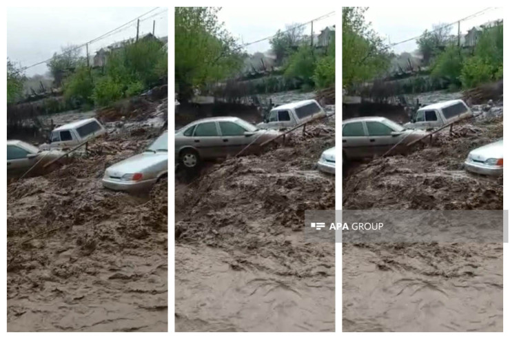 Goranboya sel gəlib, avtomobilləri aparıb -FOTOLENT 