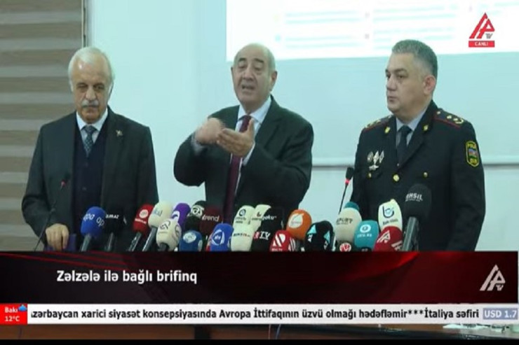 Zəlzələ ilə bağlı brifinq - VİDEO