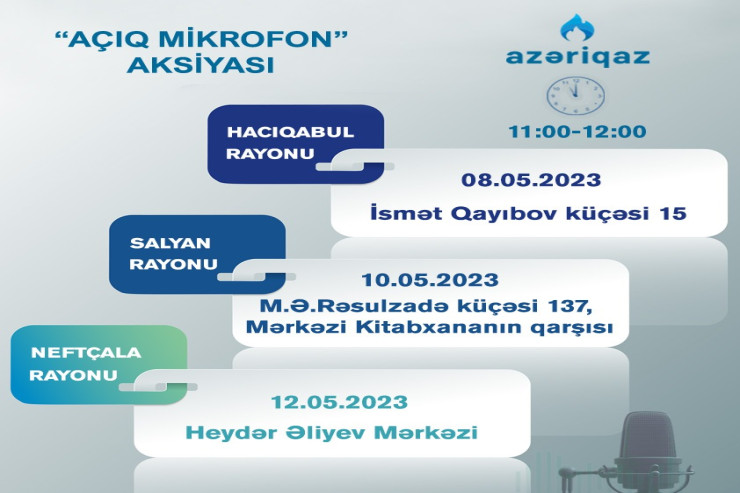 3 rayonda “Azəriqaz”ın “Açıq mikrofon”u qurulacaq