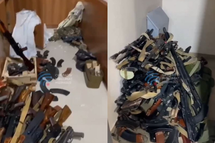 Separatçı rejimin "polis"ləri silahı atıb qaçdılar - VİDEO 