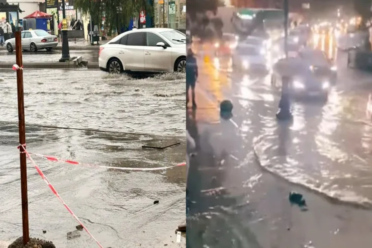 Bakıya leysan yağdı, küçələri su basdı - GÖRÜNTÜLƏR 