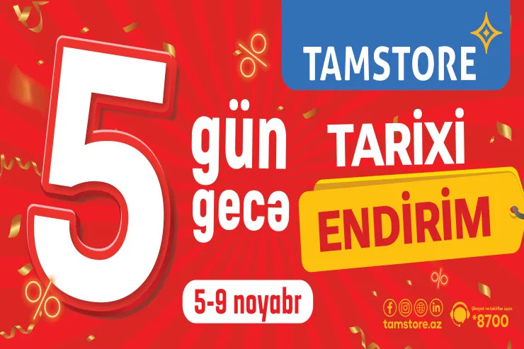 5 gün 5 gecə tarixi endirimlər olacaq