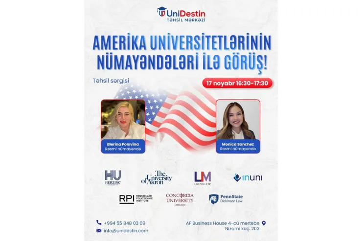 "UniDestin"də ABŞ Universitetləri Təhsil Sərgisi: Qeydiyyatın bitməsinə 3 gün qaldı 