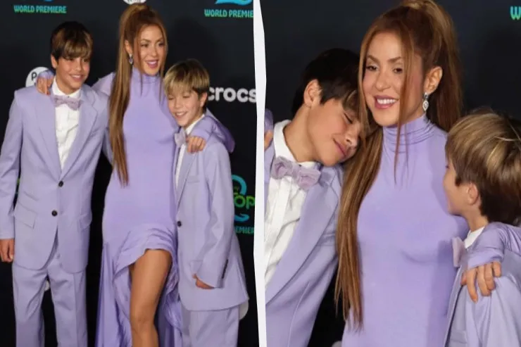 Şakira oğlanları ilə üzə çıxdı:  hamısı eyni rəngli paltarda 