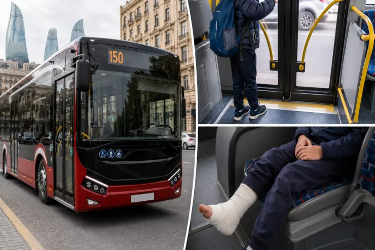 Bakıda azyaşlının ayağı  avtobusun qapısında qaldı  – “BakuBus” sürücünü cəzalandıracaq