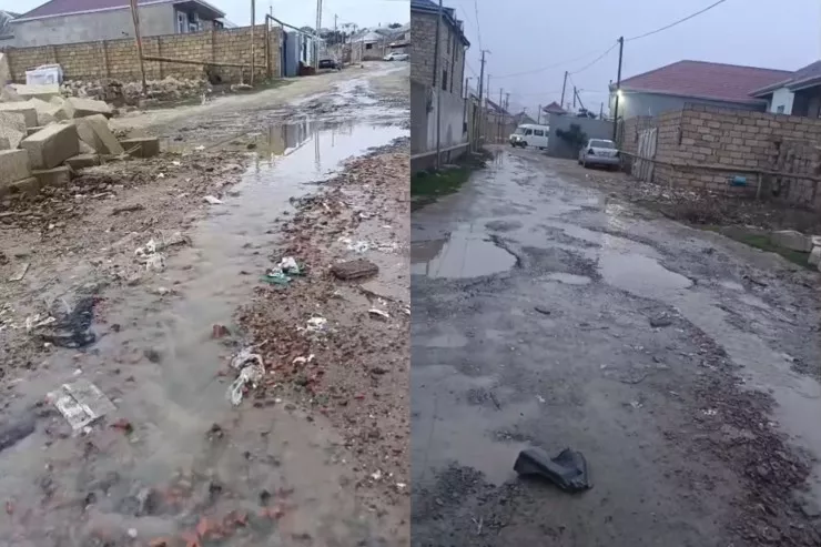 Binəqədini  su basdı  - 10 gündür boru partlayıb, küçəyə axır - VİDEO 