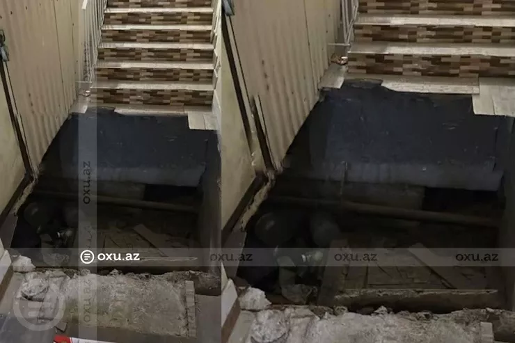 Bakıda binanın bloku çökdü - VİDEO 