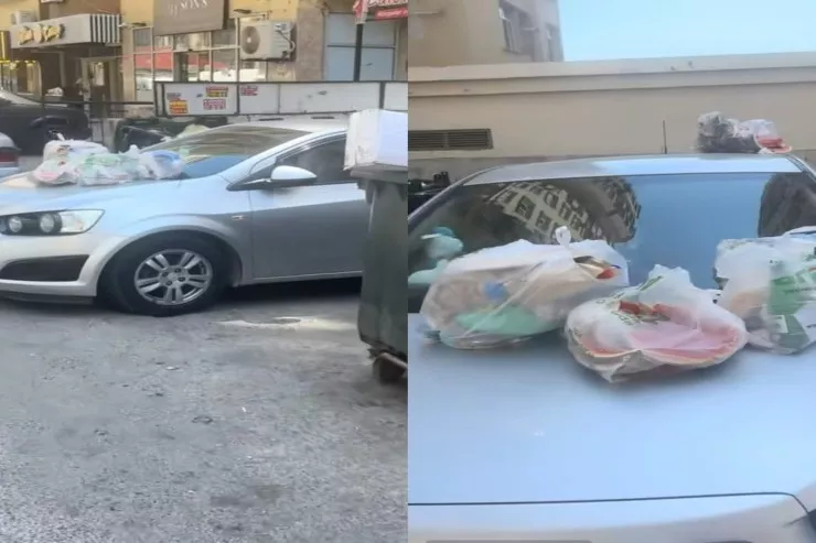 Bakıda maşını yanlış yerdə saxlayan  sürücünü sakinlər belə cəzalandırdı -VİDEO 