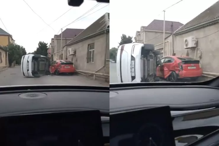 Bakıda BYD "Prius"la toqquşdu - VİDEO 