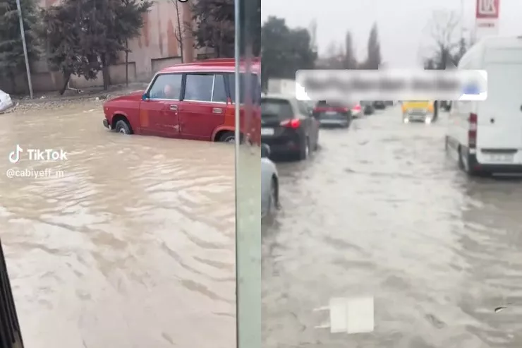 Bəzi yollar keçilməz oldu - VİDEO 