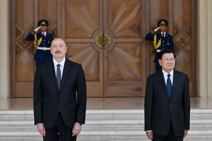 Laos prezidentinin Bakıda rəsmi qarşılanma mərasimi  olub -FOTOLENT 