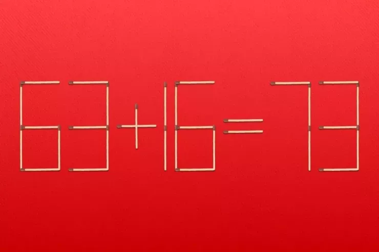 63 + 16 = 73 tənliyində  bir səhv   var: bir kibrit çöpü ilə  düzəldin 
