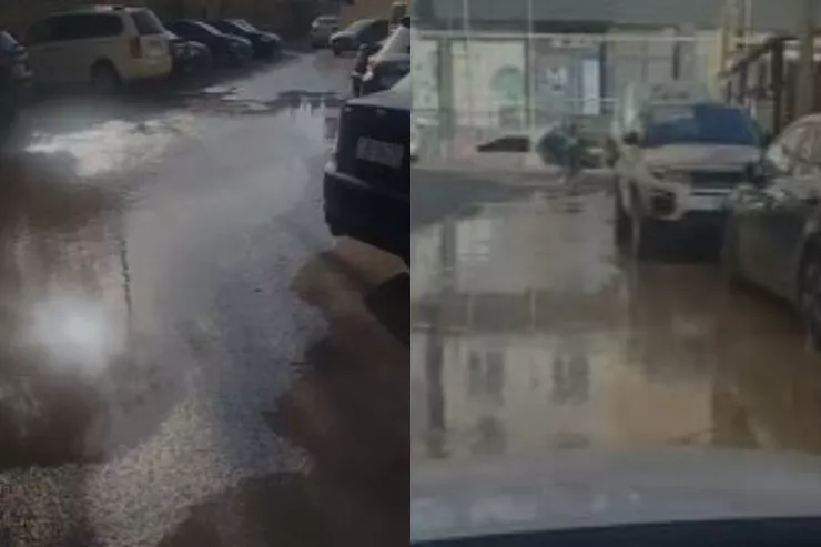 Xırdalanda boru partladı,  şəhəri su basdı -  VİDEO 