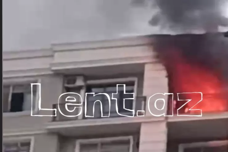 Bakıda yaşayış binasında YANĞIN  -  YENİLƏNİB   -  VİDEO 