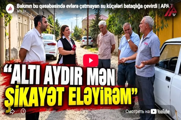 Binədə evlərə çatmayan su  küçələri bataqlığa çevirdi-VİDEO 
