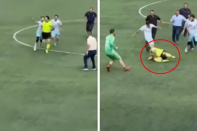 Futbolçular hakimi vəhşicəsinə döydülər