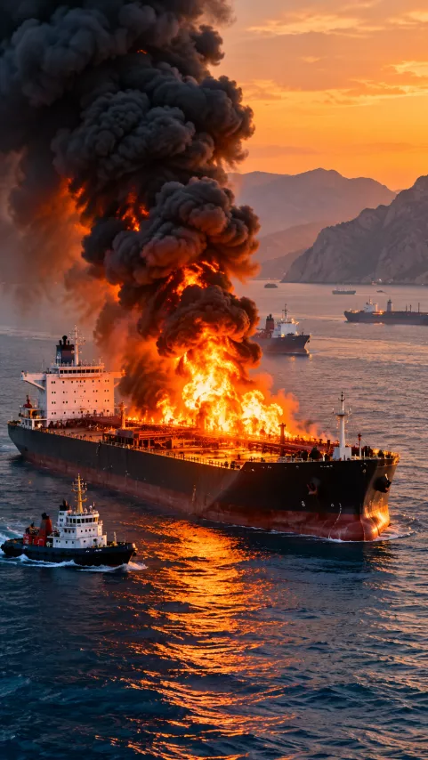 Hörmüz boğazında tanker belə yandı